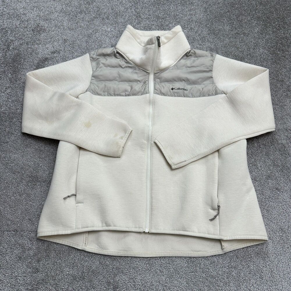 Columbia Northern Comfort Hybrid Jacket Womens XL Ivory Gray Full Zip Outdoor